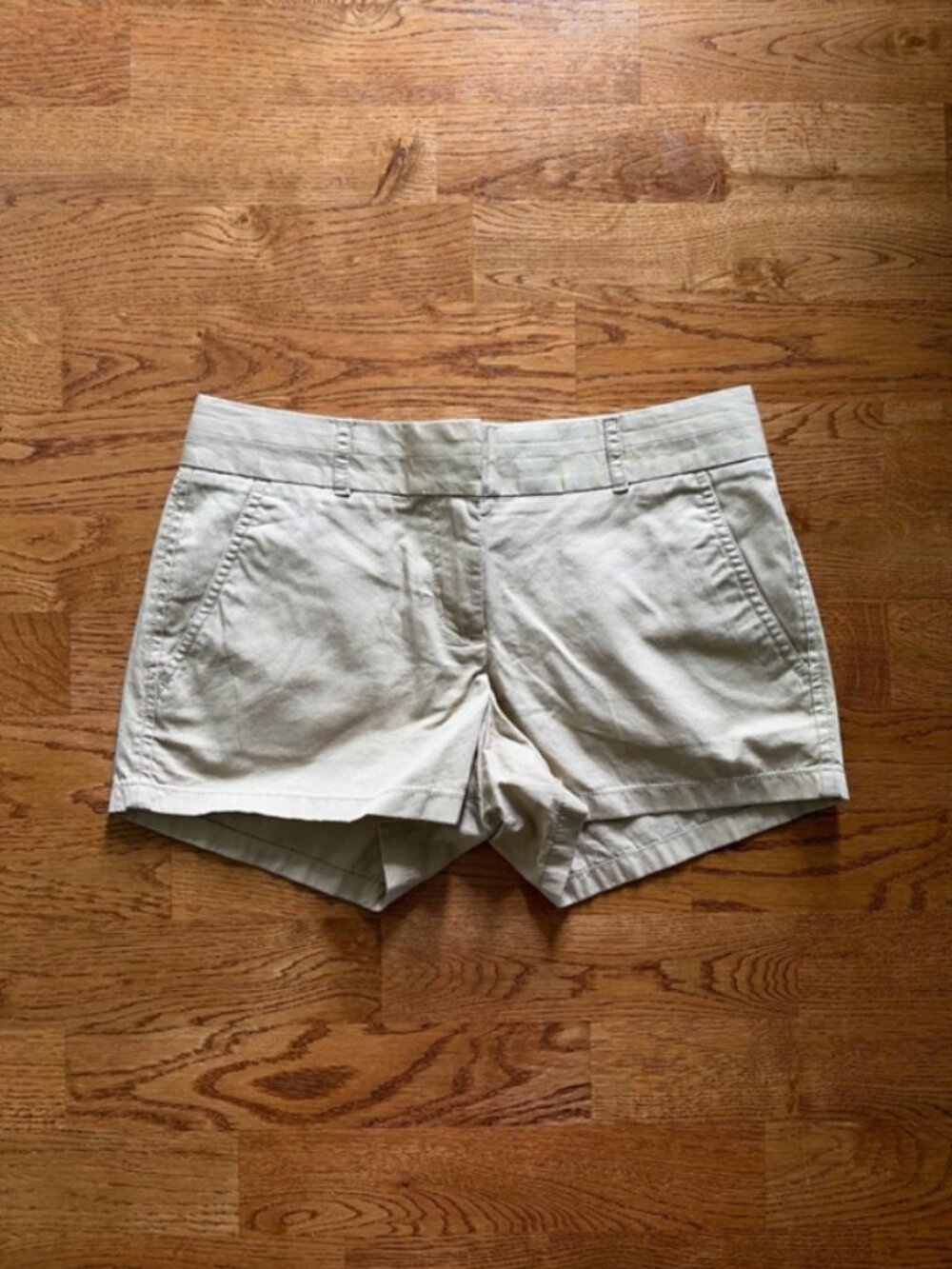 J.Crew Factory Broken-In Chino Shorts 00 Pockets Women Khaki Cotton Low Rise